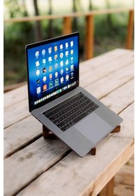 Resim Taşınabilir Ahşap Laptop. Tablet. Telefon Standı. Laptop Notebook Siyah 