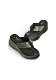 Resim Fox Shoes Y973525309 Siyah Taş Detaylı Parmak Arası Kalın Tabanlı Kadın Terlik Siyah 