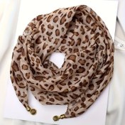 Resim Kadınlar İçin Bohem Leopar Desenli Eşarp – Altın Boncuk Detaylı Yumuşak Boyunluk, Hafif ve Makinede Yıkanabilir, Tüm Mevsimler İçin Uygun, Şık Çok Amaçlı Aksesuar, Vintage Sıcak Şal 