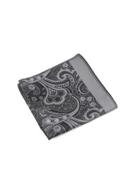 Resim Brianze Siyah Gri Şal Motif Desen Kravat Mendil Set Siyah - Gri 