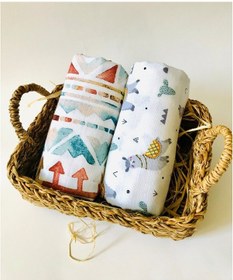 Resim Çok Amaçlı Renkli Müslin Bezi Örtü Battaniye 110 X 110 Cm 2 Adet Çok Renkli 