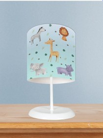 Resim Mekta Home Bebek Ve Çocuk Odası Safari Desenli Mavi Abajur 