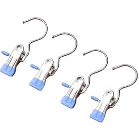 Resim Mandallı Askılık 4 'lü Paslanmaz Çelik Pantolon Şal Şapka Fular Atkı Çanta Askısı Metalik 