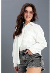 Resim Gömlek Cepli Arkası Zincir Detaylı - Beyaz-beyaz Beyaz 