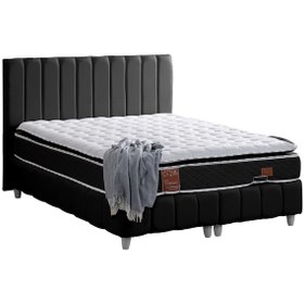 Resim Narva Tek Kişilik Baza Başlık Real Pedli Yatak Seti Antrasit 90 x 200 