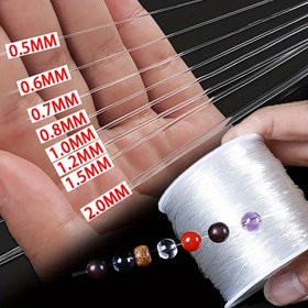 Resim 1 Adet Şeffaf Elastik Boncuk İpliği, DIY Bileklik Kolye Takı Yapımı için Polimer Polyester Esnek İplik, 0,5-1,5 mm Kalınlığında Dayanıklı Boncuk İpi, El Sanatları Aksesuarları için 