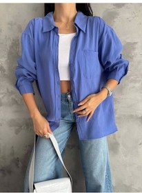 Resim Modal Oversize Cepli Gömlek Mavi 