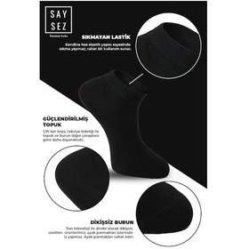 Resim Saysez Bambu Erkek Patik Düz Füme Renk Çorap Dikişsiz Premium 3'lü Paket Füme 