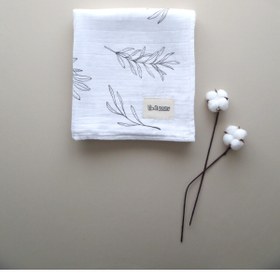 Resim libaBABY Müslin Yaprak- OEKO-TEX Sertifikalı %100 Pamuk 2 Katlı 110x115 cm Bebek Müslin Battaniye & Örtü 