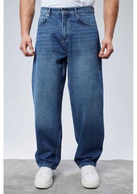 Resim Cedy Denim Cedy Denım Yüksek Kalite Erkek Yüksek Bel Baggy Skater Jean Mavi 