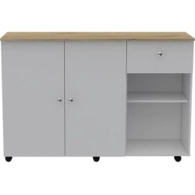 Resim NEŞE MUTFAK ADASI - BEYAZ-120 CM Atlantik Çam - Beyaz 