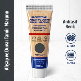 Resim Badem10 Ahşap Parke Duvar Tamir Macunu Antrasit Gri Mobilya Dolgu Çatlak Giderici 200 Gr Kullanıma Hazır 
