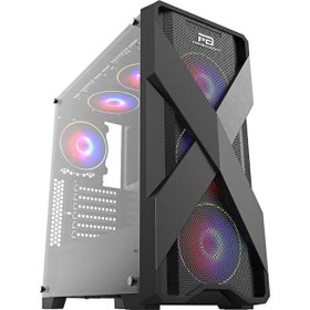 Resim PowerBoost VK-E03C USB 3.0 ATX Mesh Ring Rainbow Fan Siyah Kasa (PSU Yok) 