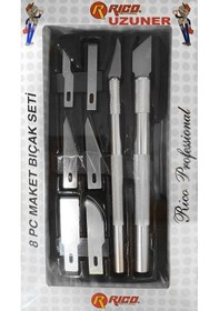 Resim Rico Maket Bıçağı Seti Hobi Bıçak Uç Neşter Takımı 8 Parça KK7001 