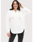 Resim Kadın Büyük Beden Kapüşonlu Oversize Sweatshirt 1895-25 Ekru 