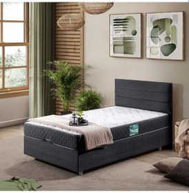 Resim Sofia Tek Kişilik Baza Başlık Comfort Yatak Seti Antrasit 90 x 190 
