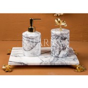 Resim MIARIK DESIGN & DEKORASYON DEKORATİF MERMER GINKO AKSESUAR DETAYLI 3 LU BANYO SETİ TAKIMI 
