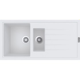 Resim Polex Cristalüx Granit Evye P-01 Beyaz 1.5 Gözlü Tezgah Altı Ve Tezgah Üstü Mutfak Evyesi 99x49.5 CM 