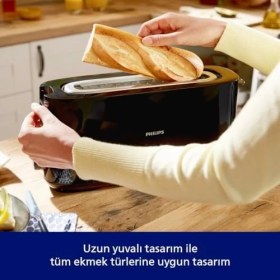 Resim Esmo Home Philips Daily Collection Uzun Yuvalı Ekmek Kızartma Makinesi, Buz Çözme Modu, 8 Kızartma Ayarı, Uzun Yuvalı, Siyah, HD2590/90 