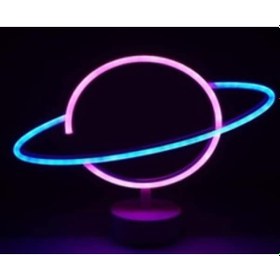 Resim Neon Işıklı Satürn Lamba Pil+usb Çok Renkli 