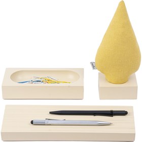 Resim Kayigo Woody Krem Üçlü Ofis Seti - Sarı Ladin 