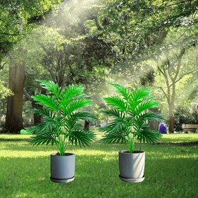 Resim 2 Adet Dev Dayanıklı Yapay Palmiye Ağacı 90,17 cm - Ev Dekorasyonu İçin Uygun, Bakımı Kolay, Tüm Mevsimlerde Kullanım, Çeşitli Oda Tiplerine Uyumlu, İç ve Dış Mekanlar İçin - Düğün ve Etkinlik Sahnesi için Mükemmel (Saksı Dahil Değildir) 