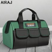 Resim AIRAJ Büyük Ağır Hizmet Tipi Alet Çantası - 33.02cm ile 45.72cm Açık Ağız Ev Tamirleri ve Garaj Kullanımı için Taşınabilir Depolama, Çoklu Bölümlerle Su Geçirmez Kumaş, Siyah ve Yeşil, Erkekler ve Kadınlar için Profesyonel Alet Düzenleyici, Garaj Düzenleme | Dayanıklı Kumaş Çanta | Su Geçirmez Kumaş, Alet Depolama Düzenleyici 