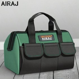 Resim AIRAJ Büyük Ağır Hizmet Tipi Alet Çantası - 33.02cm ile 45.72cm Açık Ağız Ev Tamirleri ve Garaj Kullanımı için Taşınabilir Depolama, Çoklu Bölümlerle Su Geçirmez Kumaş, Siyah ve Yeşil, Erkekler ve Kadınlar için Profesyonel Alet Düzenleyici, Garaj Düzenleme | Dayanıklı Kumaş Çanta | Su Geçirmez Kumaş, Alet Depolama Düzenleyici 