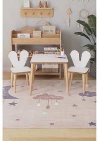 Resim Çocuk Oyun Aktivite Masası 45x45 Cm 2 Sandalyeli Çocuk Çalışma Masası Çok Renkli 