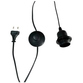 Resim 3 Metre Yerpuarlı Aç Kapat Anahtar Fişli Abajur Lambader Duyu Seyyar E27 2x0,75 Siyah 