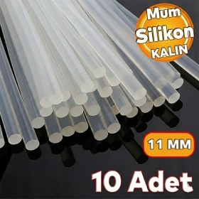 Resim Virnex Kalın Şeffaf Sıcak Mum Silikon 11MM 30CM 10 Adet (11MM Tabancalar Içindir) 
