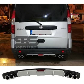 Resim STS Oto Aksesuar Fiat Doblo D2 Difüzör Arka Tampon Eki 4 Egzoz Çıkışlı Gri 