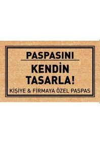 Resim Kişiye Özel Yazılı Coco Kapı Önü Paspası 60x40 Kaymaz Taban Açık Kahverengi 