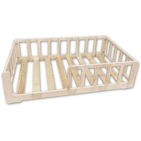 Resim Montessori Ahşap Karyola 0 6 Yaş Çift Yönlü Kontrplak Çocuk Yatağı Açık Renk Ahşap 