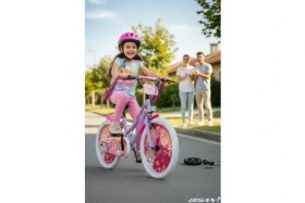 Resim Bisan Queen Çocuk Bisikleti 30 Cm V Fren 20 Jant 1 Vites Metalik Lila Pembe Mor 