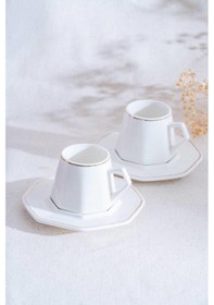Resim Acar Elara Gold 6 Kişilik Kahve Fincanı Takımı - 90 Ml Beyaz 
