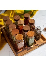 Resim Akasya Kapaklı 12 Adet Cam Baharatlık Seti 120 Ml Kahverengi 