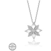 Resim Swarovski Taşlı Gümüş Çiçek Bayan Kolye 