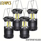 Resim 1/2/4 adet Ultra Parlak COB LED Kamp Lambası - Vintage El Lambası, Taşınabilir Katlanabilir Acil Durum El Feneri, PVC Malzeme, Pil ile Çalışır (AA Piller Dahil Değildir), Ev Kamp Dekoru ve Dış Mekan Aydınlatması için İdeal, Pil Olmadan 