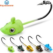 Resim 5 adet HQZOOMEE Swimbait Jig Başlıkları - 3D Gerçekçi Gözler, Taze Su ve Tuzlu Su Balıkçılığı için Ağırlıklı Kurşun Kancalar, Levrek ve Çeşitli Türler için İdeal, Paskalya, Anneler Günü, Bağımsızlık Günü, Şükran Günü, Noel için Mükemmel 
