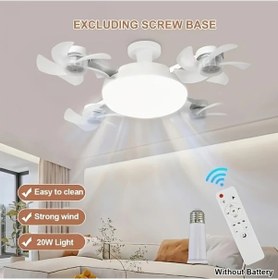 Resim Xuweiwei Modern E27 Akıllı Beyaz Tavan Fanı Uzaktan Kumandalı 3 Renk Kolay Kurulum Oturma Yatak Çalışma Odası Mutfak Atölye İçin 