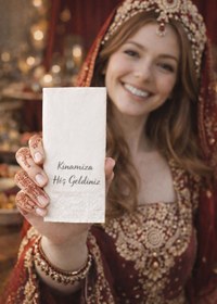 Resim Palo Santo 100 Adet Kınamıza Hoş Geldiniz Baskılı Peçete Lüks Dekor Motto Misafir Sunum Peçete 