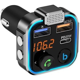 Resim Monyee Bt23 Siyah Oto Mp3 Bluetooth Çalar Usb Fm Transmitter, Müzik Ritmi Nefes Atan Ambient Işık Ve Beş Yönlü Joystick İle 