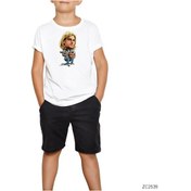 Resim Kurt Cobain Cartoon Beyaz Çocuk Tişört Siyah 