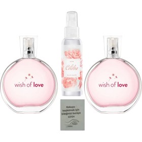 Resim Avon Wish Of Love Edt 50 ml Kadın Parfümü 2 adet + celebre vücut spreyi + koku kartı 