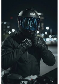 Resim Gıvı 50.x Mat Siyah 1 Renkli 1 Şeffaf Vizörlü Motosiklet Kask Lacivert Vizör + Şeffaf 