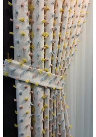 Resim As Perde Püsküllü Fon Perde Çok Renkli 