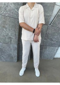 Resim Lulikwear Erkek Baggy Pantolon ve Gömlek Takım Bej 