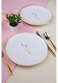 Resim Tabak Evi Porselen Natura Lavanta Altın Yaldız Pasta Tabağı 20,50cm 2 Li Çok Renkli 