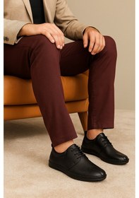 Resim Growish Gr0369 Hakiki Deri Hafif Poli Taban Dikişli Aksesuarlı Delikli Günlük Espadril Tarz Ayakkabı Siyah 